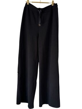 SPANX BUTTERY SOFT COZY Black Wide-Leg Drawstring Sweatpants lounge Joggers TALL
